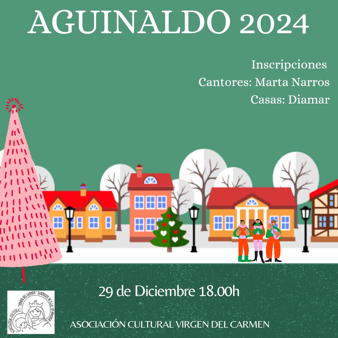 CulturalVirgen's tweet photo. Anunciamos también nuestro ya tradicional tarde de aguinaldo, para que vayáis apuntado las casas a las que podemos ir a cantar unos villancicos y por si el fin de semana del puente quedamos a afinar las voces.
#navidadSantiuste2024 
#aguinaldoSantiuste2024 https://t.co/wXCfn6pDjo