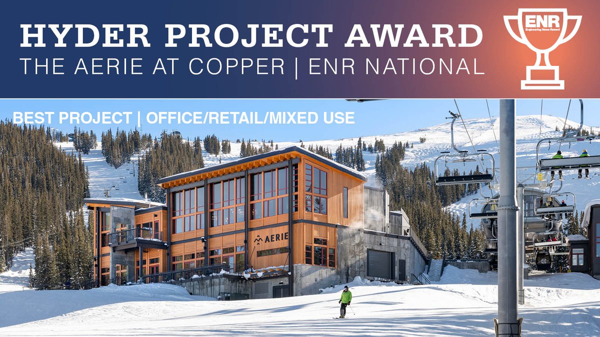 HyderBuilt's tweet photo. 🎉 Big news! The Aerie On-Mountain Restaurant at Copper has been named ENR's Best of the Best Projects winner for 2025 in the Office/Retail/Mixed-Use category—an incredible national honor! 🏆

@CopperMtn @BSA_Architects @ENRnews 

https://t.co/E89abJg6XY https://t.co/JB44IlXaUV