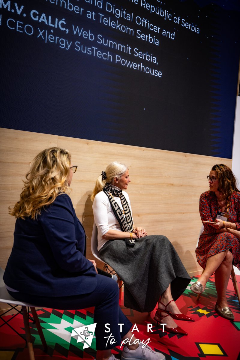 starttoplay_rs's tweet photo. A panel featuring @drjelenabegovic, Minister of  Science, Technological Development, and Innovation, Natali Delić, Chief Strategy and Digital Officer at Telekom Serbia, and Katarina M.V. Galić, Founder and CEO of X|ergy SusTech Powerhouse. 
#Serbia-rising star on the global stage https://t.co/uxw4Hwcqh8