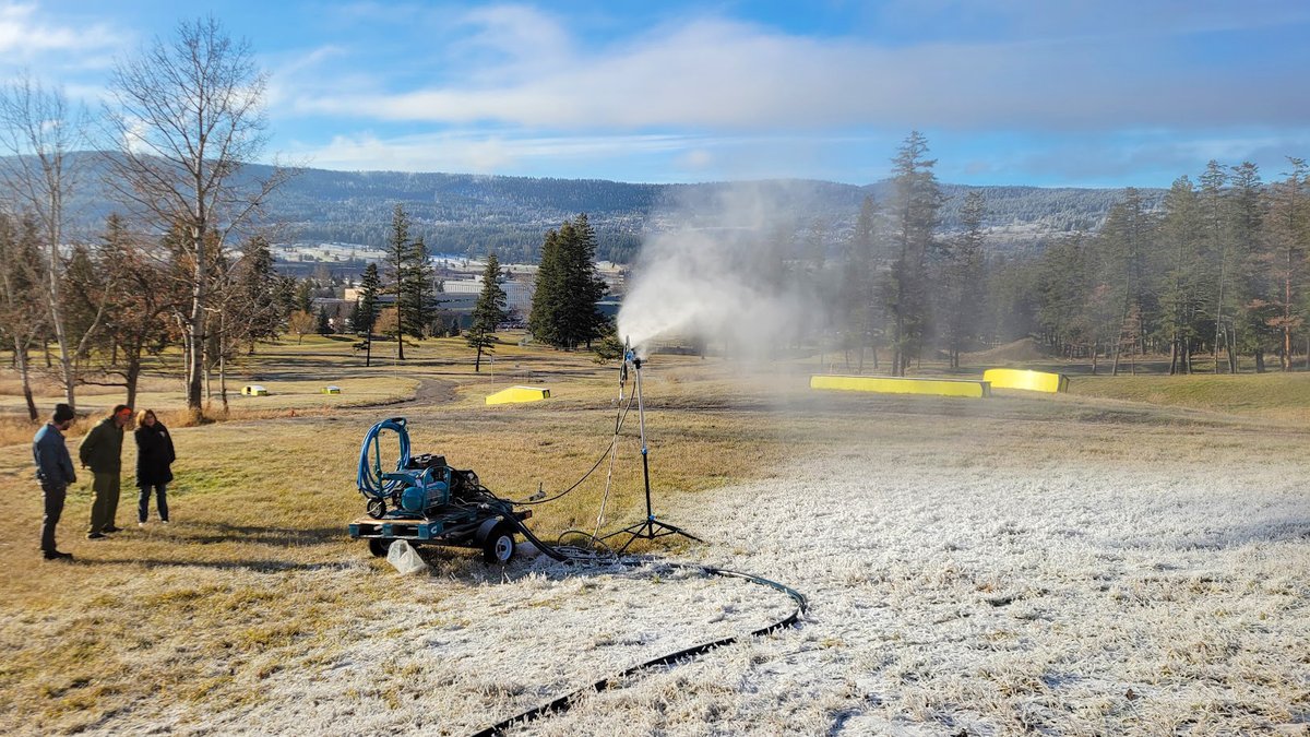 CMRCWL's tweet photo. Volunteers Riley Donahue (left) and Mark Savard are giving the City's snow machine a test run this week in Boitanio Park in preparation for the opening of the Boitanio Rail Park this season! https://t.co/L7JTUUvD6N