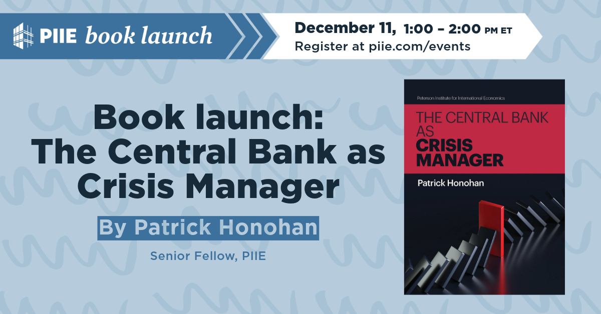 PIIE's tweet image. DECEMBER 11: The launch of @PHonohan&apos;s new book &quot;The Central Bank as Crisis Manager,&quot; drawing lessons from recent crises across four continents &amp;amp; calling on central banks to prepare for crisis management.
Info &amp;amp; register: piie.com/events/2024/bo…