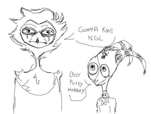 My life is falling apart and here I am drawing sad bird men. 
#HelluvaBoss