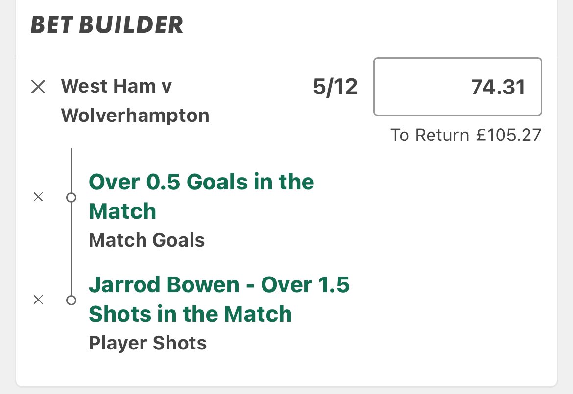 JustTheTipster_'s tweet photo. 🚨 £10 to £100 🚨

Bet 5️⃣

⚽️ Over 0.5 match goals
🎯 Bowen 2+ shots

💰£74 returns £105 https://t.co/ReEDwPGCNV