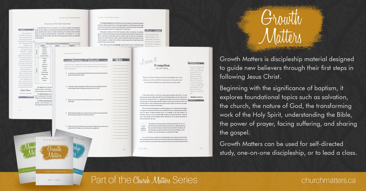 Help new believers get off to a great start in their spiritual growth.

Growth Matters is written to help a new believer as they take their first steps as a follower of Jesus Christ. Chapters cover topics like baptism, the church, sanctification, prayer, suffering, evangelism,
