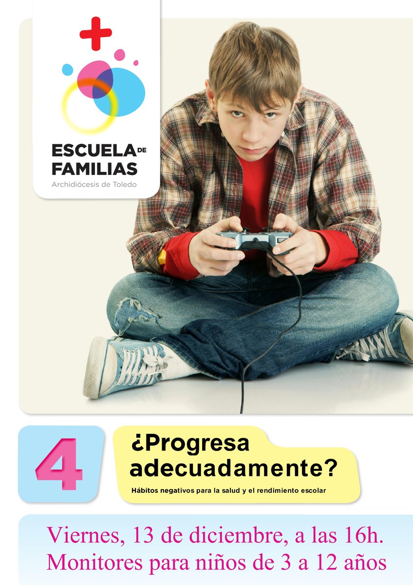 Este viernes, 13 de diciembre , a las 16 horas, continuamos la Escuela de Familias en el Colegio Santiago el Mayor de #Toledo, con el Tema 4: "¿Progresa adecuadamente? Hábitos negativos"

Somos 26 familias inscritas y todavía se pueden inscribir más: forms.gle/VhoqNpP9zXSohe…