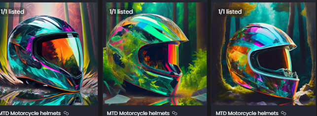 MTDToken's tweet photo. MTD Motorcycle helmets
#NFT #collection #helmets #Motorcyclehelmets #MTD 
#NFTartist @opensea @NFTGalIery @cryptotabnft @cryptocomnft @nftbanker 
https://t.co/g12NFsMH7J https://t.co/M4sz6xi0Mz