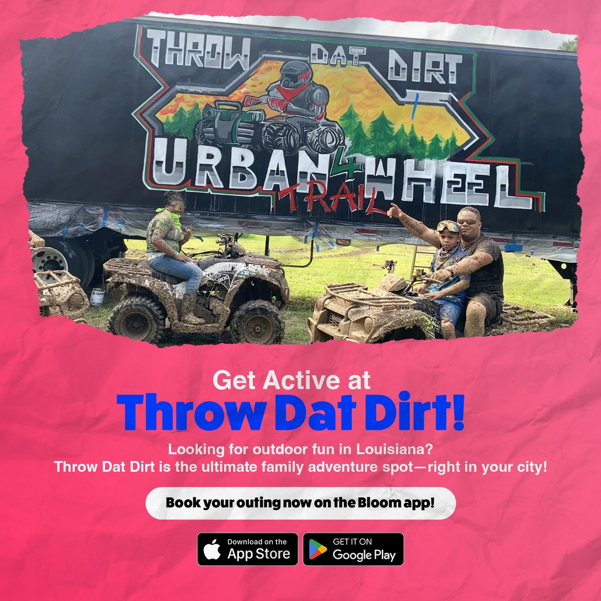 BloomBooking's tweet image. Love sports, the outdoors, and an active lifestyle but can’t leave the city? 🏃‍♂️⛳ Throw Dat Dirt is your go-to family adventure spot! Excitement, fitness, and fun—all in one place.

#BloomApp #BookBloom #Louisiana #venue #VenueSpotlight #ThrowDatDirt #FamilyAdventure