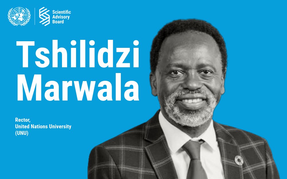 UN Scientific Advisory Board (@scienceboard_un) on Twitter photo 📲 Introducing the members of <a href="/ScienceBoard_UN/">UN Scientific Advisory Board</a>!
📚 <a href="/tmarwala/">Tshilidzi Marwala チリツィ・マルワラ . 丸笑</a> is the Rector of the <a href="/UNUniversity/">UN University</a> since March 2023. He is a South African artificial intelligence engineer, a computer scientist, a mechanical engineer and a university administrator.
🔊 Follow us to learn more! 📲 Introducing the members of <a href="/ScienceBoard_UN/">UN Scientific Advisory Board</a>!
📚 <a href="/tmarwala/">Tshilidzi Marwala チリツィ・マルワラ . 丸笑</a> is the Rector of the <a href="/UNUniversity/">UN University</a> since March 2023. He is a South African artificial intelligence engineer, a computer scientist, a mechanical engineer and a university administrator.
🔊 Follow us to learn more!