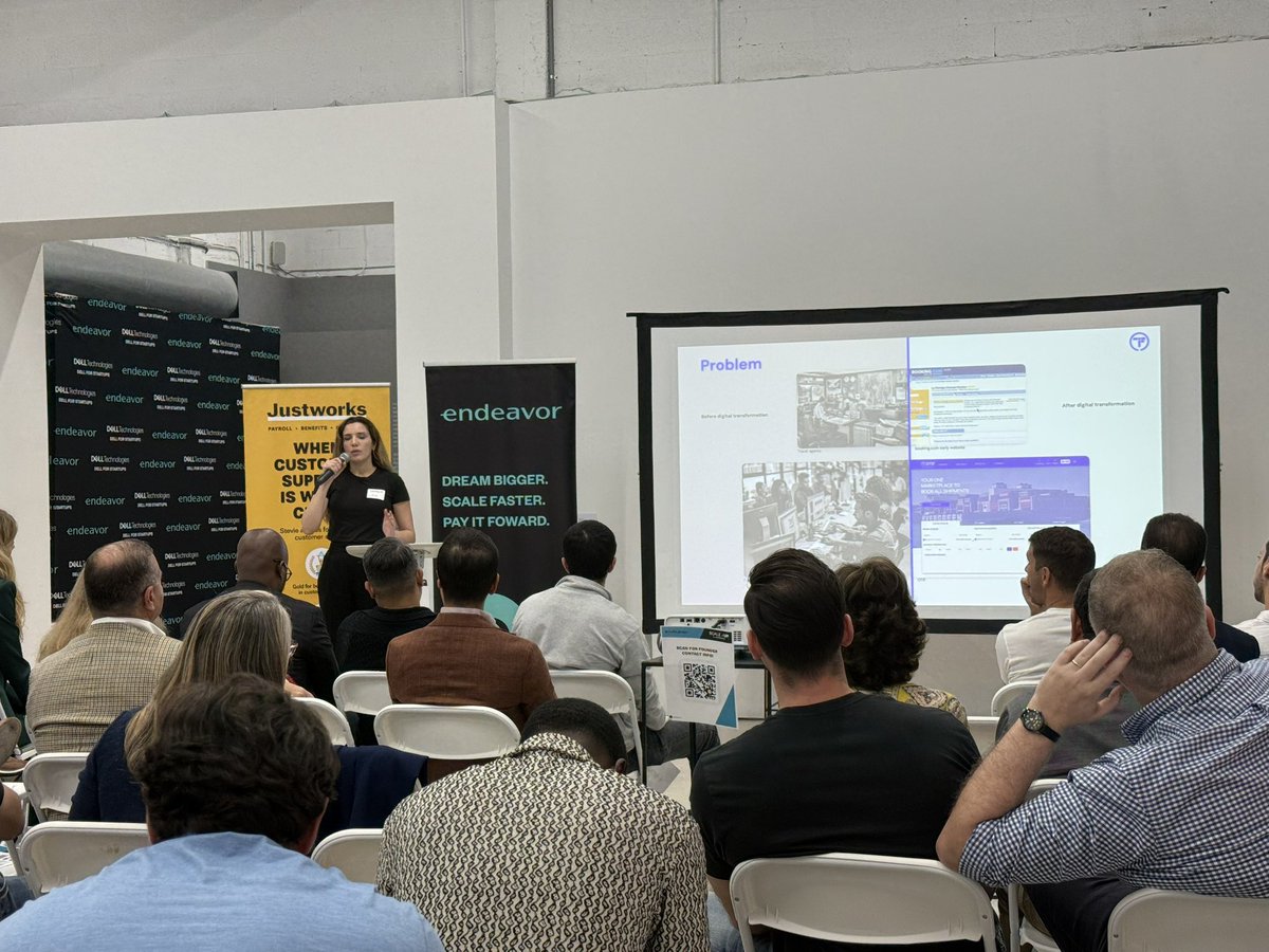 Founderfuego's tweet image. Pamela Villareal with OTIF with an online platform that connects shippers with transport and logistics offering services through web and app. Scale Up @EndeavorMIA Demo Day Fall 2024 Cohort. Let’s go Founders! #founderfuego 🔥🔥🔥