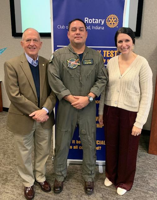 StevePowell_1's tweet photo. Crane Base Cmdr Luis "Homie" Martinez was speaker at Dec 9 @GreenwoodRotary  meeting.  Established in 1941, the base, located in Martin County, is the third largest in the world and employs over 6,000.  With Rotarians Larry Ordner and Julia Reynolds. https://t.co/utTTKZr6AK