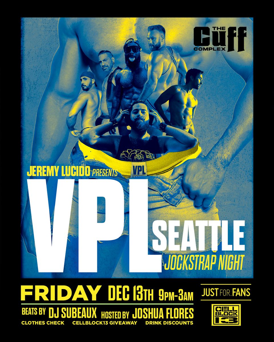 I will be in Seattle for VPL Seattle at <a href="/TheCuffComplex/">The Cuff Complex</a> 🍆 presented by <a href="/JustForFansSite/">JustForFans</a> and sponsored by CellBlock13.