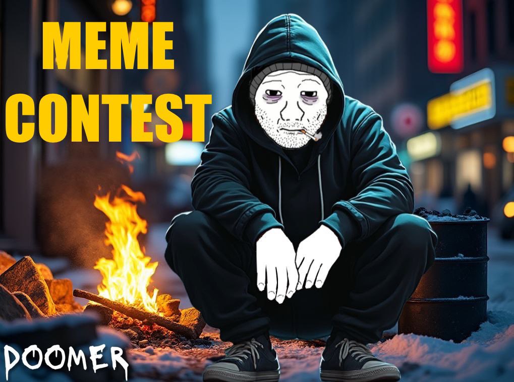 Doomer Meme Contests Are Back! 🎉

Thanks to a generous $1K donation from a <a href="/base/">Base</a> community member, we’re kicking off the 1st of 10 contests! 💸

🗓 Deadline: Sun 12/15, 11:59 PM PST
💰 Prize pool: $100

🔥 How to Enter:

1️⃣ Like &amp; RT this post
2️⃣ Submit your meme:
•Reply below,