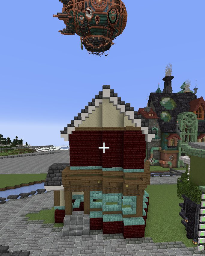 ___cez___'s tweet photo. Does anyone have any tips for making roofs on the diagonal not look horrendous from ground level? #Minecraftbuilds https://t.co/38k5b3k6U6