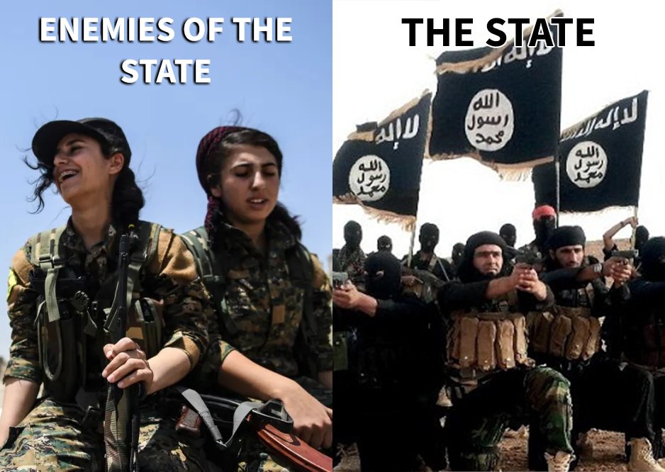 12/ Jolani’s transition is methodical: tax offices, ID cards, police, licensing, and courts — seized in silence.

But it’s more than bureaucracy. It’s "The Monopoly of Violence."

HTS isn’t just a faction now. They are the state. Their adversaries? "Enemies of the state."