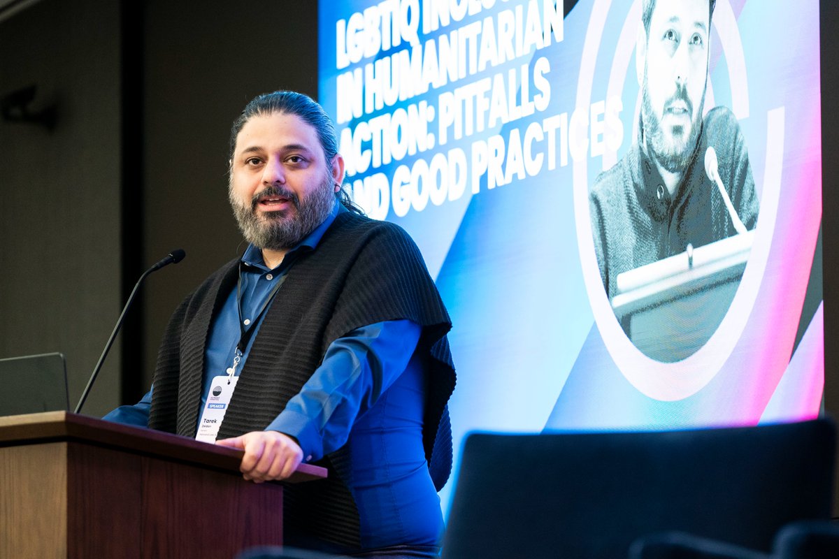 OutrightIntl's tweet image. Our first keynote speech, delivered by Tarek Zeidan, visiting scholar at the @Kennedy_School and former director of @HelemLebanon, was one not to miss.
Sharing how his prior organization shifted its mandate to include humanitarian needs in the wake of multiple crises and their…
