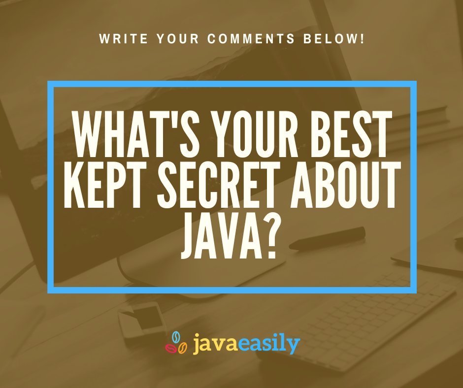 JavaEasily's tweet image. Everyone loves a good secret! 🤫 What&apos;s your best kept secret about Java?

Share your tips and tricks in the comments!  We love hearing about better ways to work!

#javabeginner #java #javaeasily