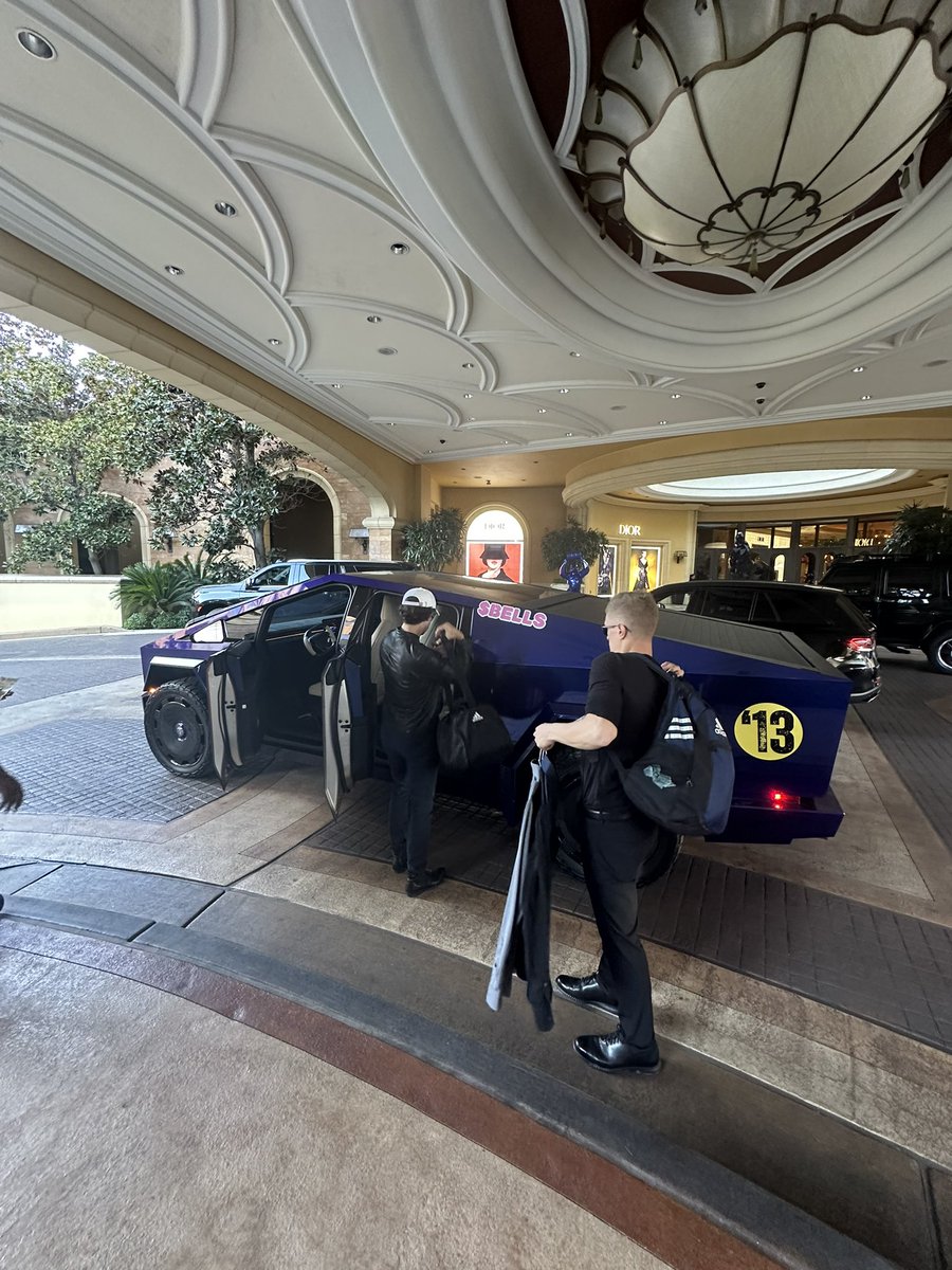 BellscoinNews's tweet photo. This beautifully modified 1 of 1 Cyberbeast Cybertruck has been a great pleasure to drive around Las Vegas. Here are a couple of pictures from the @WynnLasVegas 👀 all eyes were on it. @mayemusk @elonmusk @Tesla 🔔 https://t.co/dPBtm9xuNy