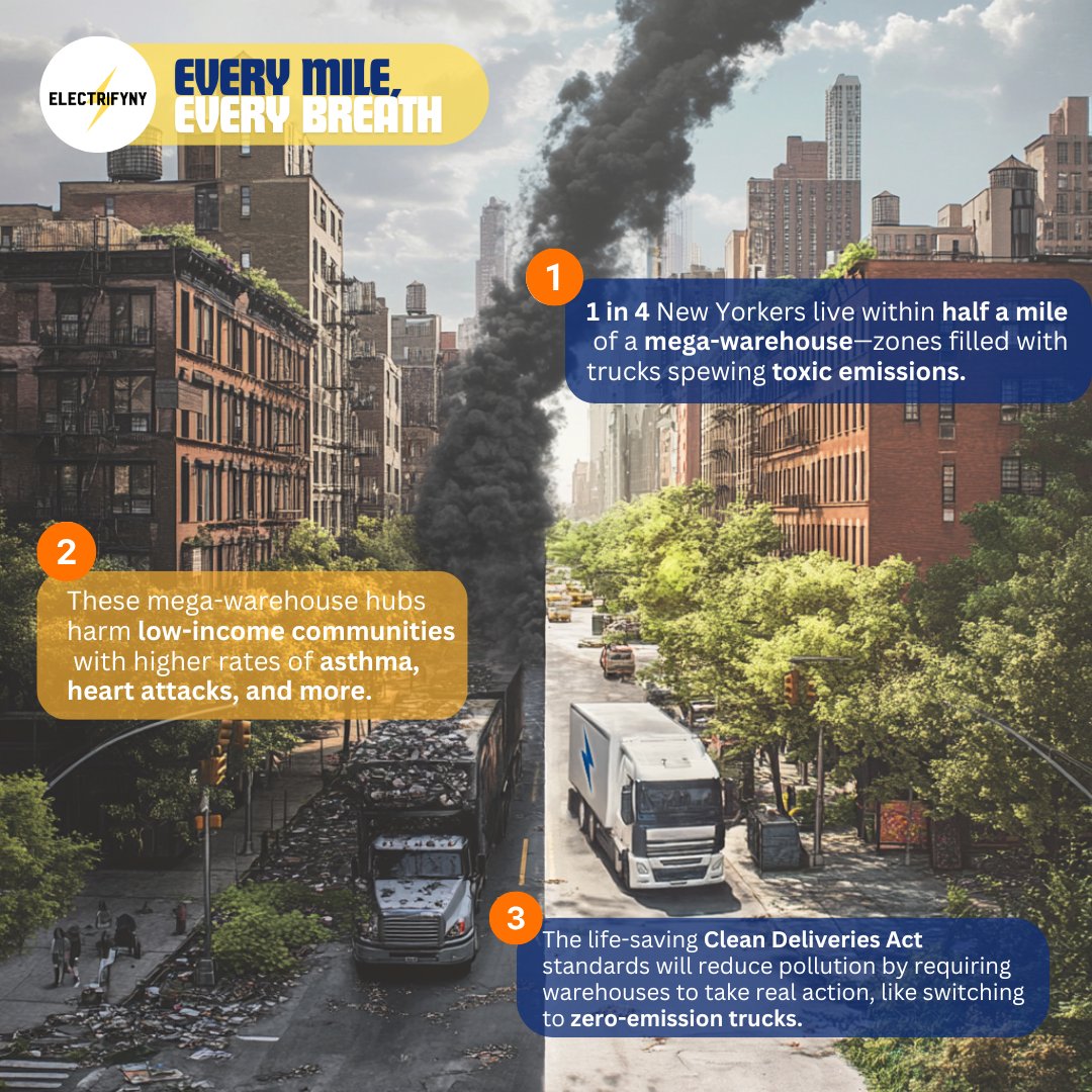 📣New York's #MegaWarehouseWatchlist is out👀
Research from @EDFCleanAir &amp; <a href="/electrify_ny/">ElectrifyNY</a> reveals which regions experience the highest burden of mega-warehouse pollution.

📄Visit our website to check out the research from @EDFCleanAir + <a href="/electrify_ny/">ElectrifyNY</a>: electrifyny.org/mega-warehouse…