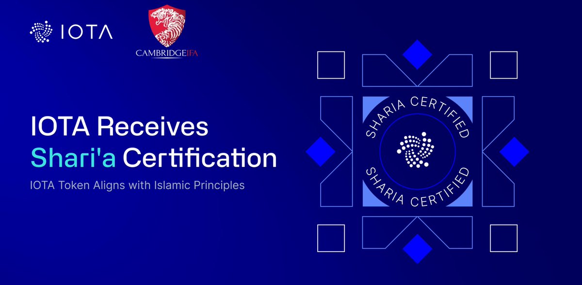 SMQKEDQG's tweet photo. Yes, IOTA has been certified Shari’a Compliant by the Cambridge Institute of Islamic Finance.✅

Documented.📝🎯 https://t.co/me9YiW4WiB