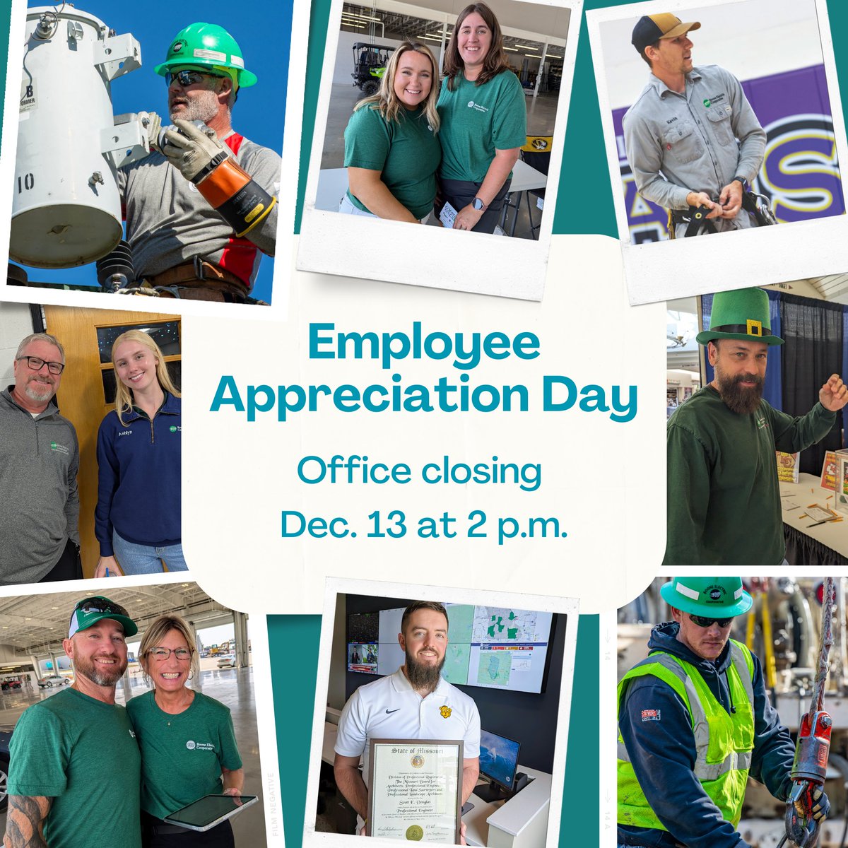 BooneElectric's tweet photo. BEC’s greatest assets are our employees. They work hard to provide you great customer service, and bring you reliable and affordable power. Boone Electric’s office will close at 2 p.m. tomorrow, Friday, Dec. 13, for our annual Employee Appreciation Day. #IPowerBEC https://t.co/YyuWZGN4Bx