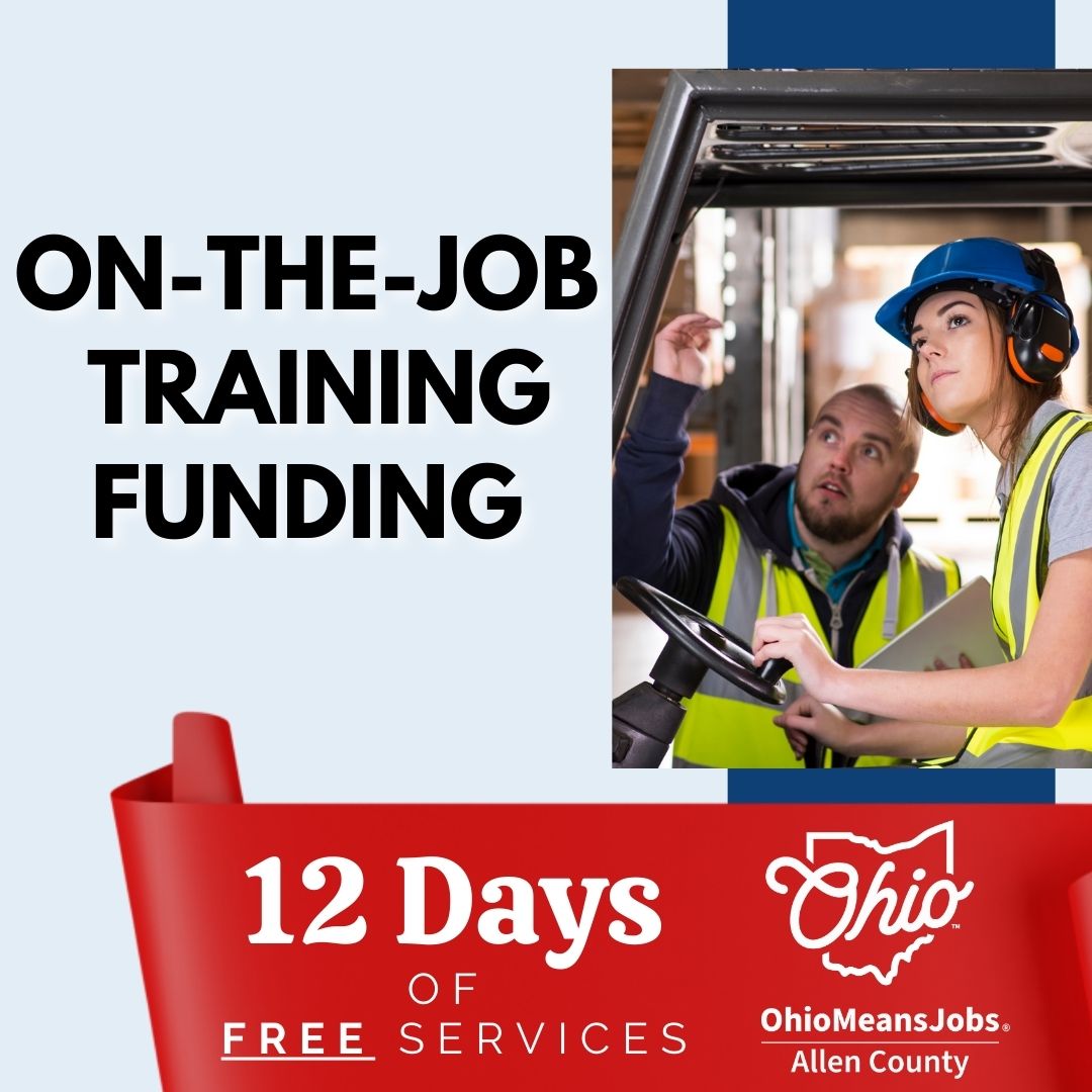 OMJAllenCounty's tweet photo. 🎄 Day 11 of #12DaysofServices with OMJ! Today, we're spotlighting On-the-Job Training Funding, benefiting both employers and job seekers!
Job Seekers:
 Gain hands-on experience while earning
 Improve your skills
Employers:
Access funding to train new hires
Reduce training costs https://t.co/4U5ebezE4W