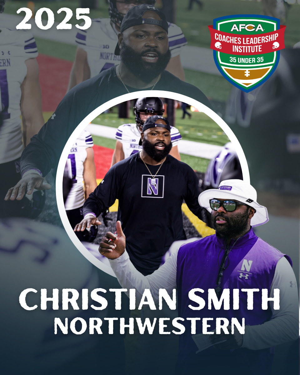 AFCA (@weareafca) on Twitter photo Congratulations to <a href="/NUFBFamily/">Northwestern Football</a> Defensive Line Coach <a href="/CoachSmith_9/">Christian Smith</a> on being named to the 2025 AFCA 35 Under 35 Class! 🏈 Congratulations to <a href="/NUFBFamily/">Northwestern Football</a> Defensive Line Coach <a href="/CoachSmith_9/">Christian Smith</a> on being named to the 2025 AFCA 35 Under 35 Class! 🏈