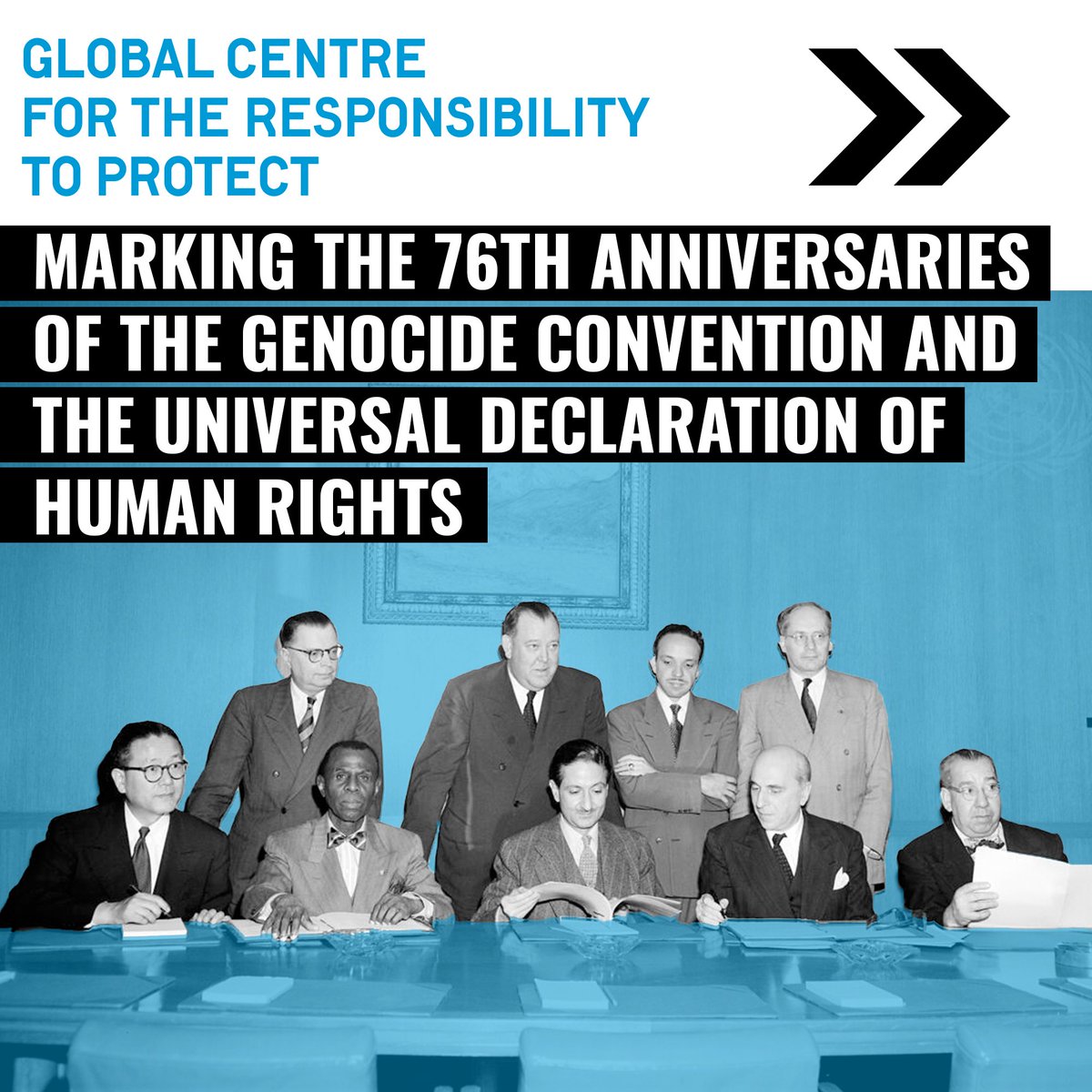 GCR2P's tweet photo. On 9 &amp; 10 December we commemorate the anniversaries of the #GenocideConvention &amp;  #UDHR.

While these documents were signed 76 years ago the work the international community must do to uphold the aspirations outlined in both treaties is far from over. 

More ⬇️