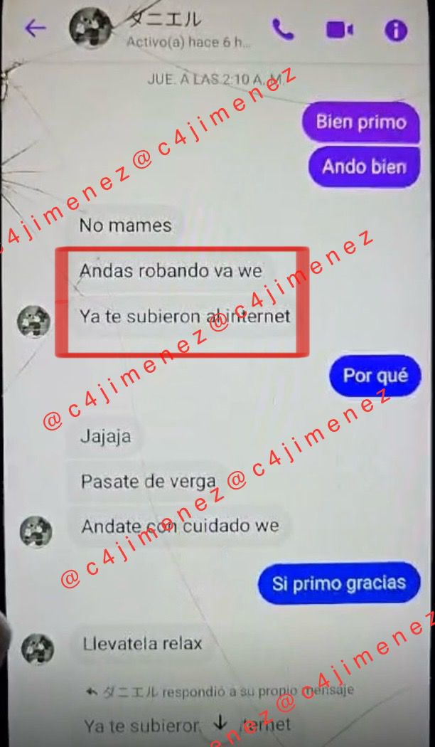 c4jimenez's tweet image. "YA TE SUBIERON a INTERNET… SÍ WE en C4… PONTE VERGA…”
Es una plática entre la rata imbécil y su primo.
Así le advierte q fue exhibido aquí, mientras buscaba asaltar un auto blindado en @AlcCuauhtemocMx
Agentes de @SSC_CDMX lo detuvieron robando más.

El caso #C4EnAlerta