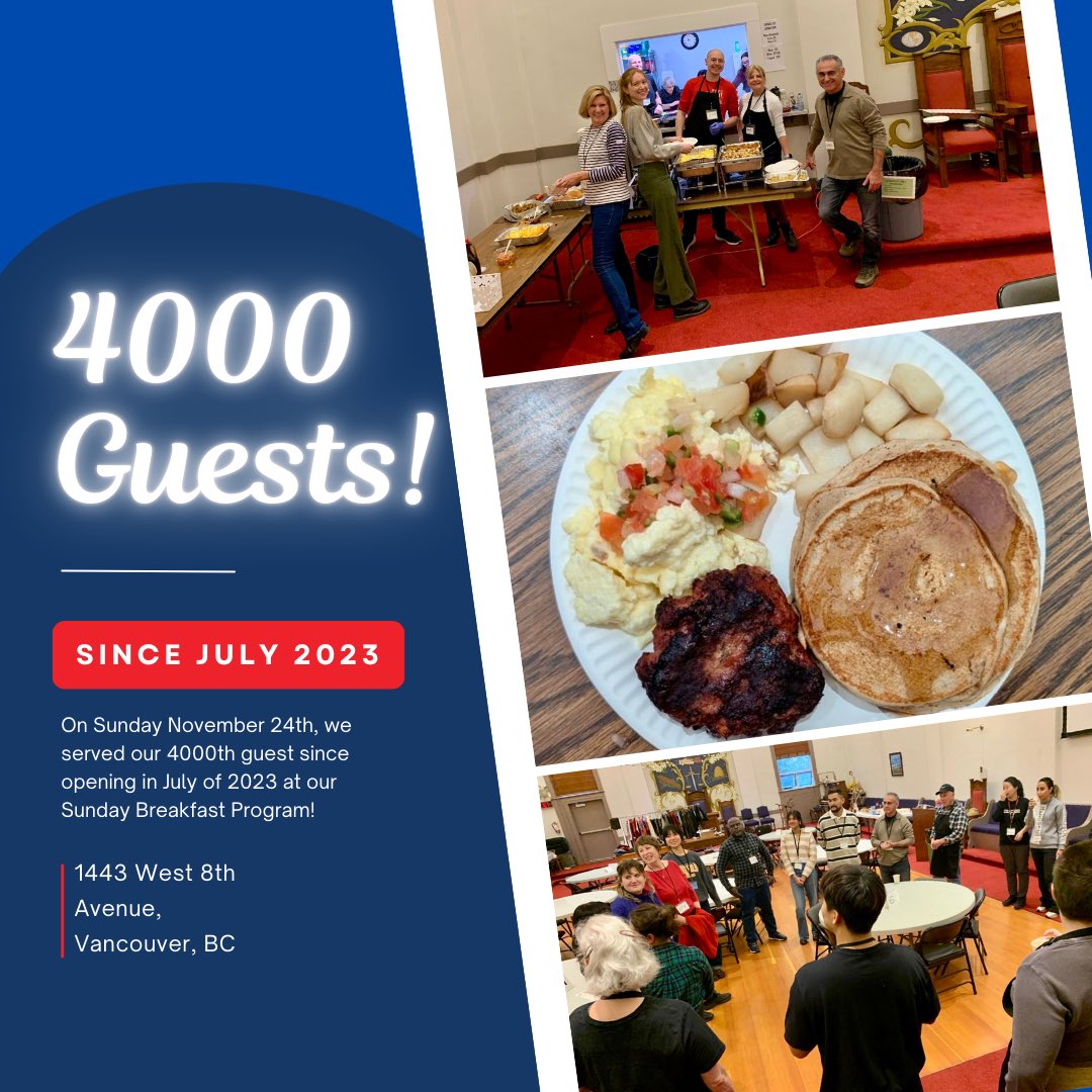 Since July 2023, the Three Links Foundation has served over 4000 guests at our Sunday Breakfast Program🥳 This would not be possible without the continued hard work and dedication of our volunteers week after week❤️