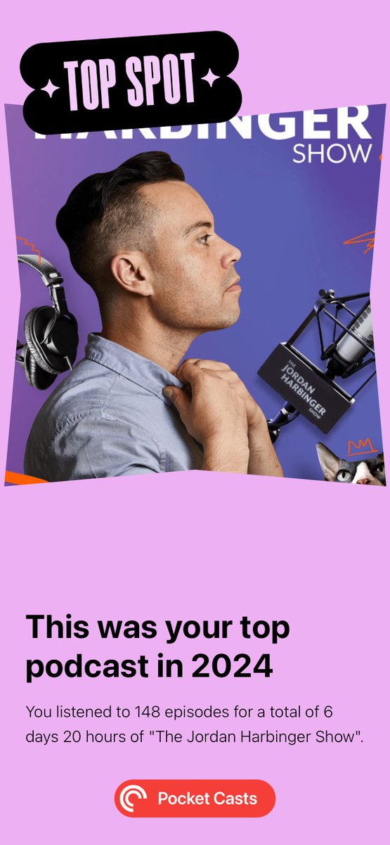 My favorite podcast this year! pca.st/EOQA #pocketcasts #playback2024

What is this like 4 years in a row for ⁦<a href="/JordanHarbinger/">Jordan Harbinger</a>⁩ Show? 

Awesome content!