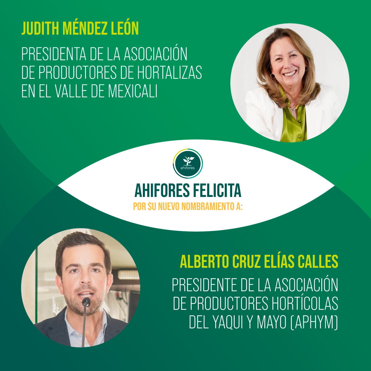 🌱  Felicitamos 🎇 a Judith Méndez por su toma de protesta como Presidenta de la nueva Asociación de Productores de Hortalizas en el Valle de Mexicali y 👏  a Alberto Cruz Elías por su toma de protesta como Presidente de la Asociación de Productores Hortícolas del Yaqui y Mayo