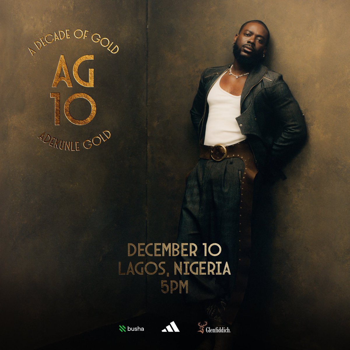 adekunleGOLD's tweet photo. BFF, 
Tomorrow it’s about me and you, singing every single song together. This is just a small gathering to say thank you for sticking by me for 10 years. 

Please check your emails for tickets. If you didn’t get an email, I’m sorry we are over capacity but we will do a bigger one next year I promise. 

5pm is 5pm don’t come late. There’s work on Wednesday.

#ADecadeOfGold #AdekunleGoldat10

🦈