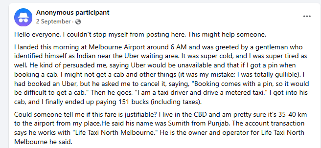 stevesmithnz's tweet photo. @VictoriaPolice how do I lodge a complaint against a rip-off taxi https://t.co/ghoPHInaMC