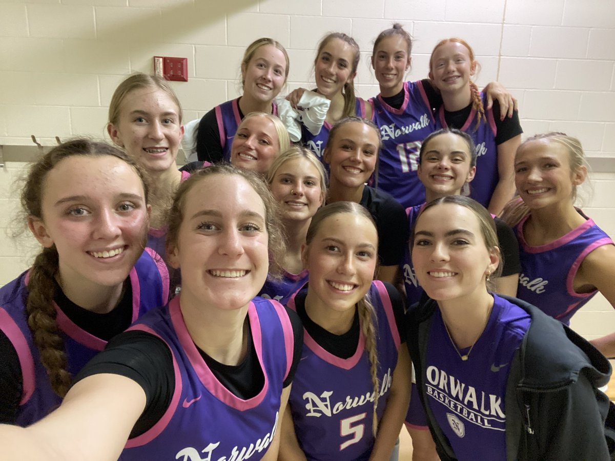 NorwalkGBB's tweet photo. WARRIORS WIIIIIN! After a slow start, the girls run away with it 76-34! @braylyn_birm led the way with 25, @baileybirm with 17, @ptravis_05 with 12, and @hannahover_26 added 9. Bailey was our MVP and Payton was our HYPE girl #WW4W #WTW 💜🩷 https://t.co/7uMD6cWbca