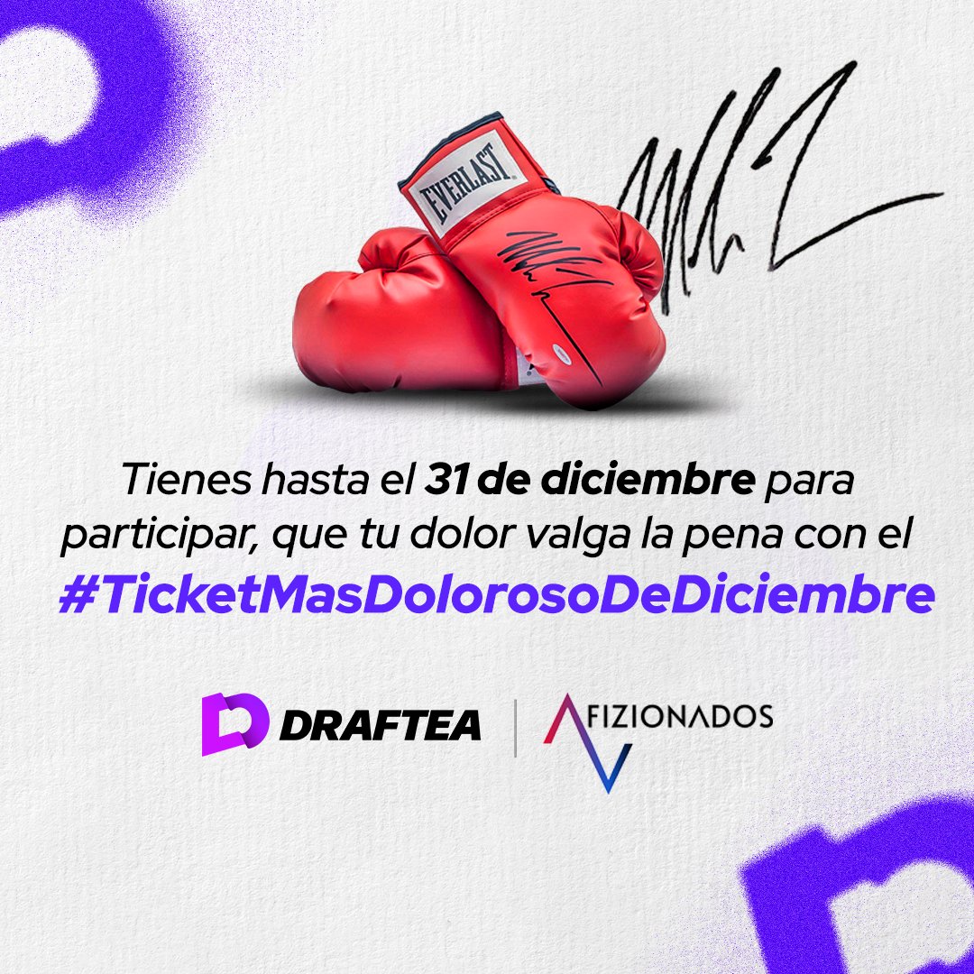 Draftea_Mexico's tweet photo. Premiamos tu dolor con este guante firmado por Mike Tyson 🥊  en colaboración con @Afizionados_io Acá te dejamos las instrucciones para participar 🤩 https://t.co/KwjPKHcLfn