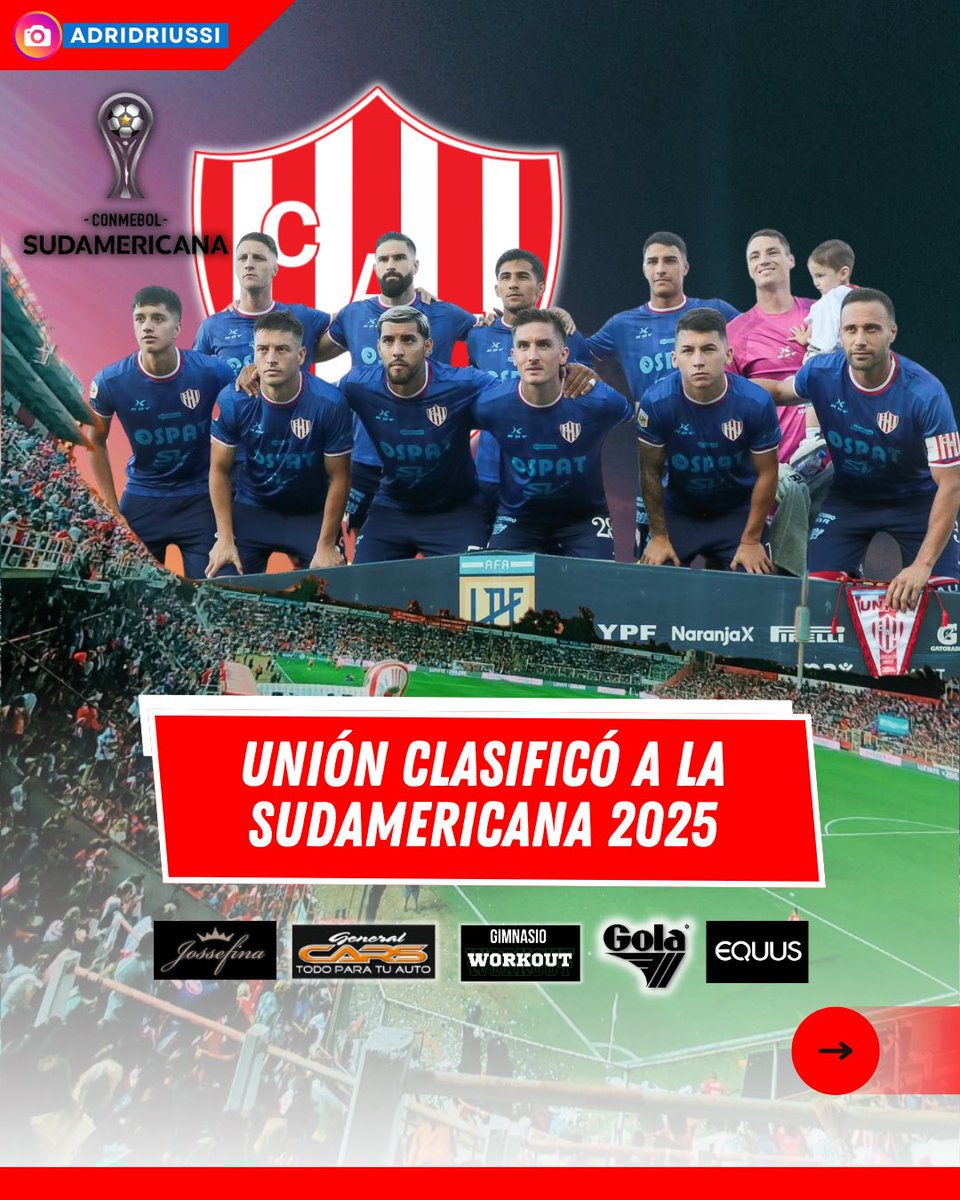 🏆 UNIÓN A LA COPA SUDAMERICANA 2025

La victoria de Huracán ante Platense clasificó a #Unión a la #CopaSudamericana 2025 una fecha antes del final de la Liga Profesional.