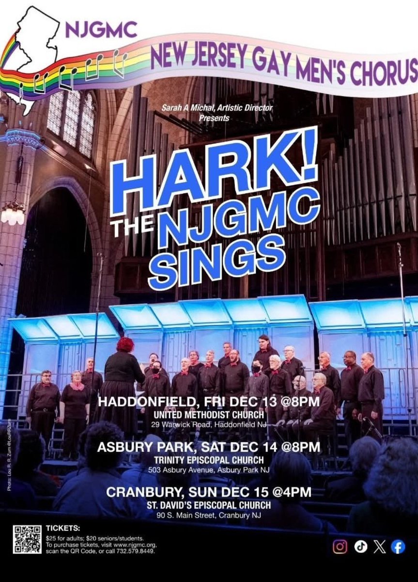 🎊THIS WEEKEND🎊
The New Jersey Gay Men’s Chorus presents our 2024 Holiday Concert with live performances in three locations. Visit njgmc.org or contact the Chorus at 732-579-8449.