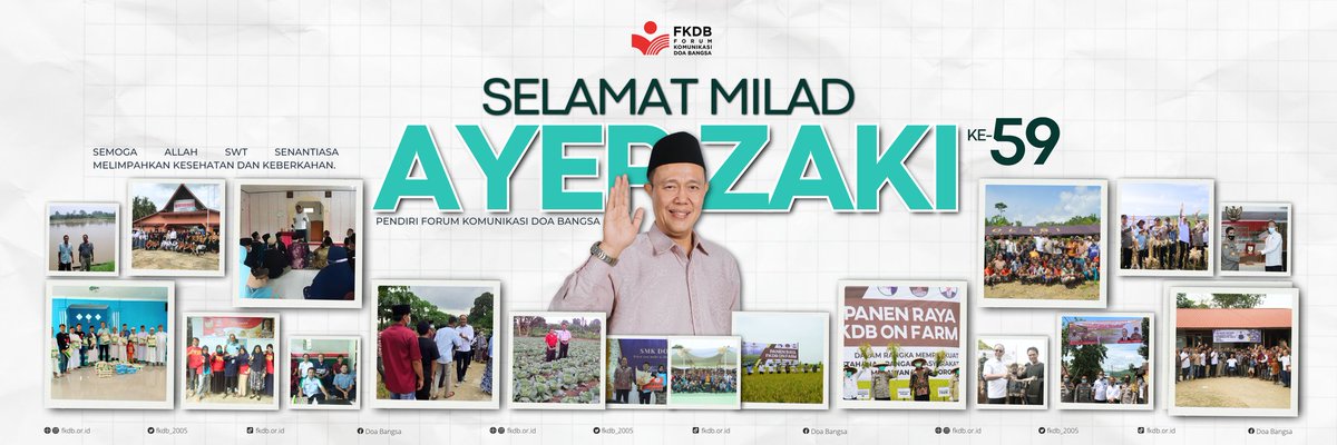 FKDB_2005's tweet photo. Selamat Milad ke-59 Bapak H. Ayep Zaki.

Semoga Allah SWT senantiasa melimpahkan kesehatan, kebahagiaan, dan keberkahan dalam setiap langkah.
Terima kasih atas dedikasi luar biasa bapak untuk FKDB.

#ayepzaki #fkdb #indonesia https://t.co/xOG0k8sfq4