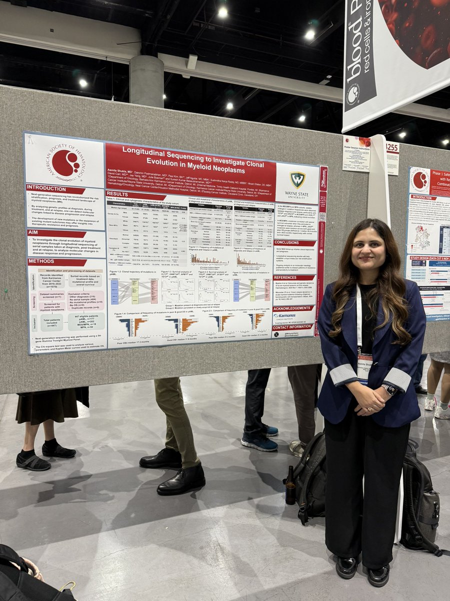 <a href="/AsmitaShukla01/">Asmita Shukla</a> presenting her findings on clonal evolution in myeloid neoplasms. Stop by poster no: 4254 to learn more #ASH24 <a href="/ASH_hematology/">ASH</a> <a href="/karmanoscancer/">Karmanos Cancer Institute</a> <a href="/KarmanosHemeOnc/">Karmanos Hematology/Oncology Fellowship</a>