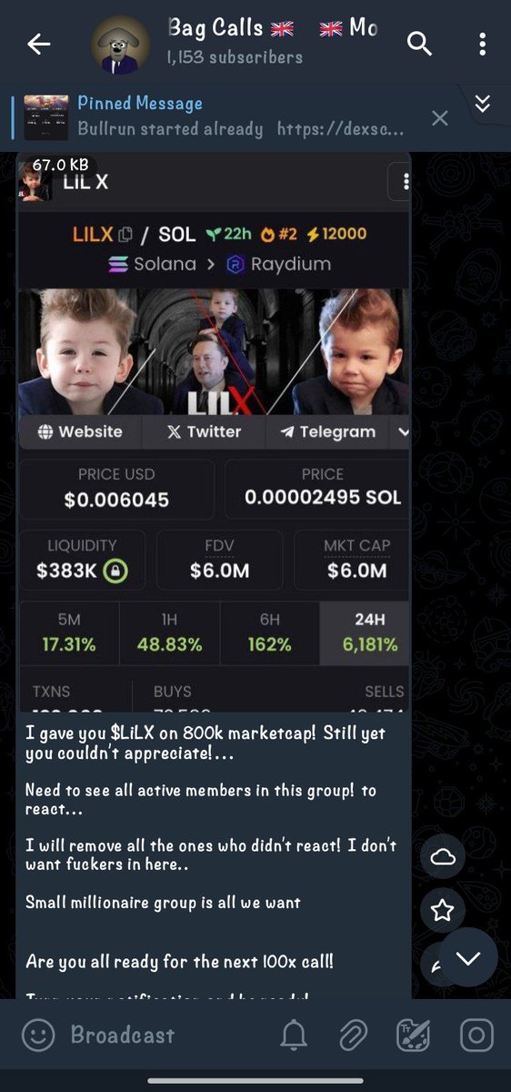 Moonbagcalls's tweet photo. Join my #telegram #community  where I drop early #memecoin1000x that will probably do well...
You can check below 👇 the image I gave #LILX at $498k market cap and in 23hours, it's  hits $6M marketcap

It's totally free to join 

https://t.co/qnsygH57Pp

#moonbag #cryptotrading https://t.co/eaugjzu0Nm