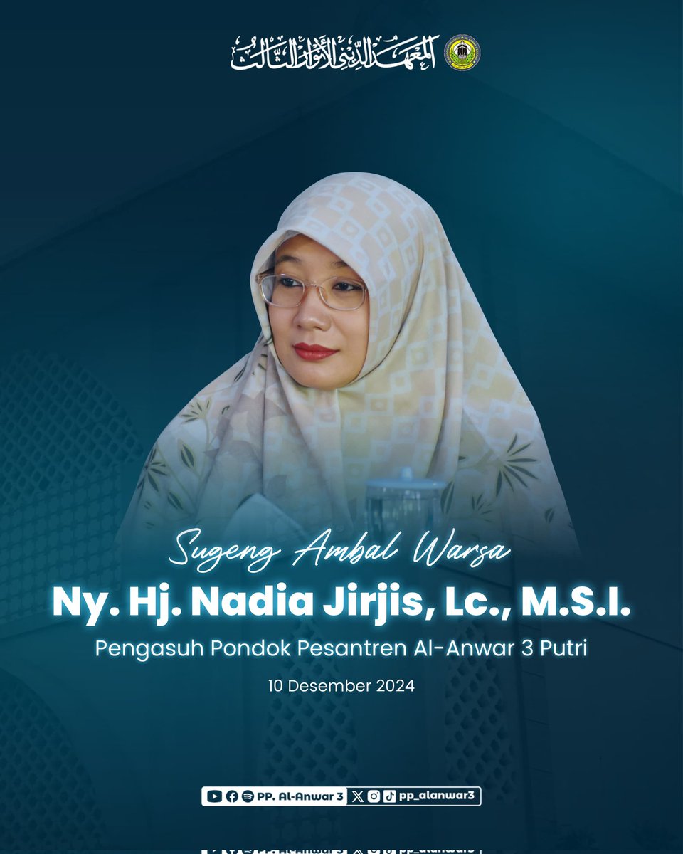 Muhibbin_GG's tweet photo. Sugeng Ambal Warso yang ke-44 Mamah Ny. Hj. Nadia Jirjis, Lc., M.S.I 

#ppalanwar3 #ppalanwarsarang  #berkahsholawat #nahdlatululama #pondokpesantren https://t.co/JV4aL8iEjL