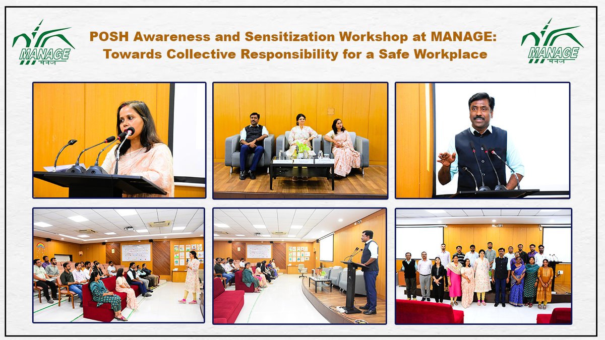 ManageHyd's tweet image. POSH Awareness and Sensitization Workshop organized at MANAGE on 9/12/24: Towards Collective Responsibility for a Safe Workplace. 
#SafeWorkspaces
@AgriGoI @SaravananRajG
