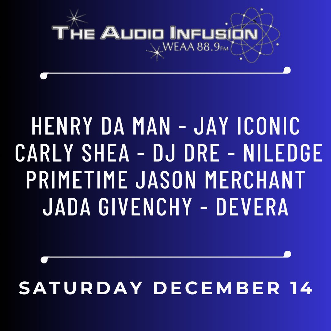 audioinfusion's tweet photo. Saturday's lineup https://t.co/Qr1iVw8DxA