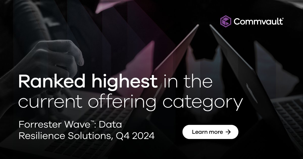 “Commvault is a great fit for customers looking to protect large, complex IT environments across on-premises, cloud, and SaaS,” said <a href="/Forrester/">Forrester</a>, while ranking <a href="/Commvault/">Commvault</a> highest for strength of offering in its latest report. Get a copy of it here: bit.ly/4g8DIq8