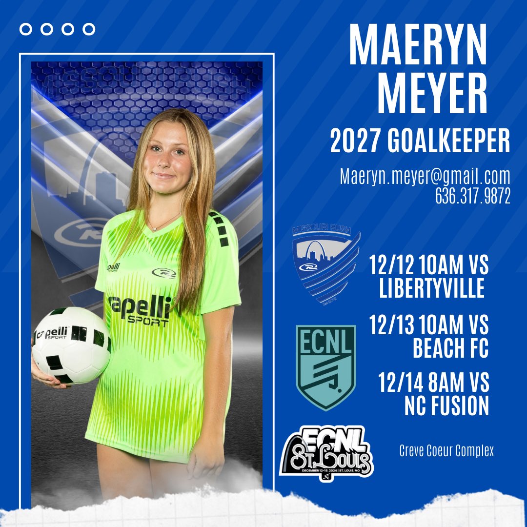 So excited for this new opportunity to play in the ECNL St. Louis event this upcoming weekend! Hope to see you there! <a href="/morush_ecnl/">MORush_ECNLRL</a> @MORushECRL2009G <a href="/ECNLgirls/">ECNL Girls</a> <a href="/ugkalliance/">@unitedgkalliance</a> <a href="/MoRushSoccer/">Missouri Rush</a> <a href="/TheECNL/">The ECNL</a>