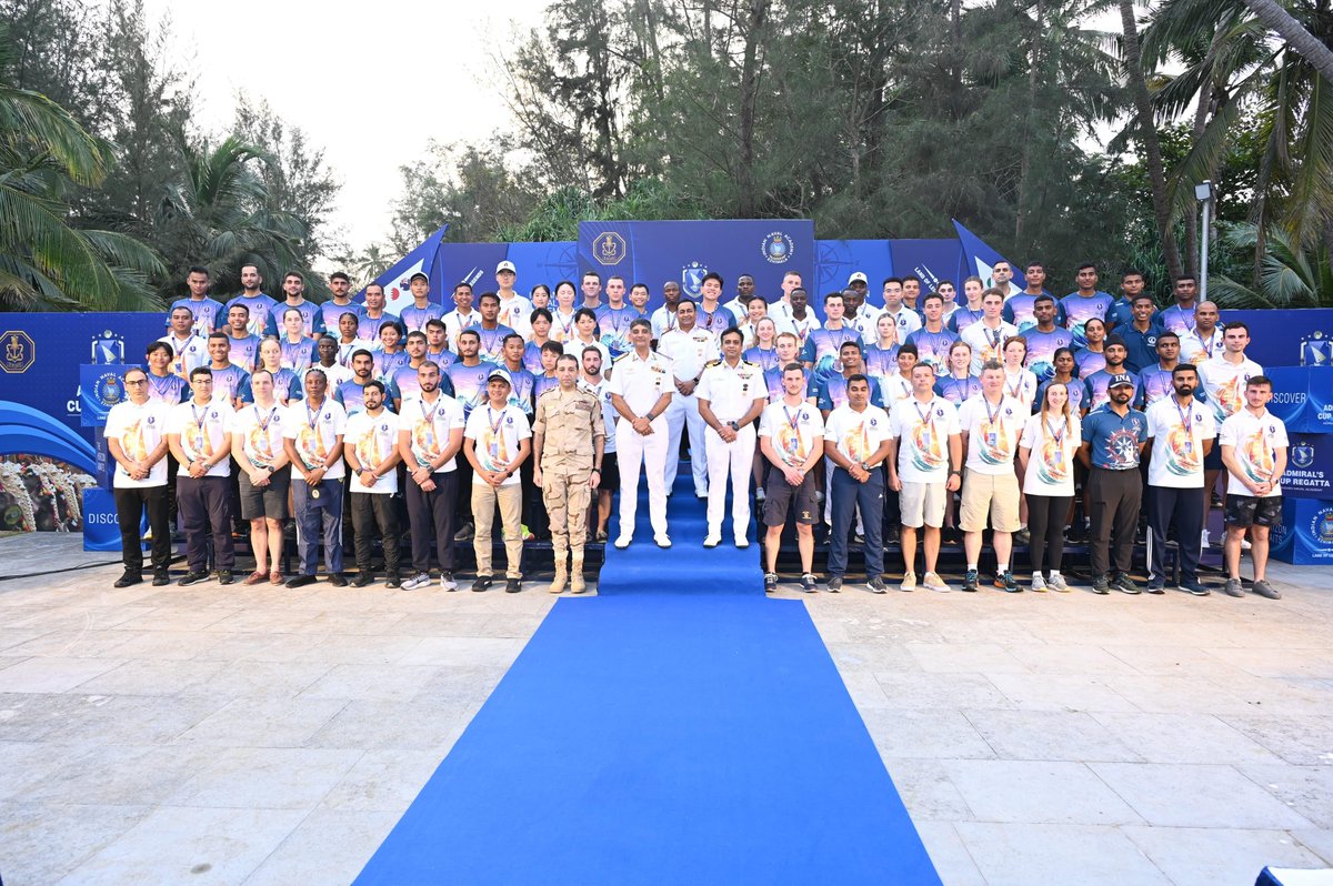 IN_NavalAcademy's tweet photo. 13th ADMIRAL'S CUP SAILING REGATTA
Day 0️⃣1️⃣
The competition gets underway at #INA, inaugurated by VAdm CR Praveen Nair #ComdtINA.
25 Teams from across the globe🌏 compete in the mega-event,
coming together to showcase their sailing prowess & forging stronger bonds of friendship.
A true test of both skill and strategic acumen, the Regatta promises a thrilling display of maritime mastery.
The event also witnessed Tanzania 🇹🇿 Independence Day celebrations.
For an exciting test of skill & strategy, Stay Tuned!!
