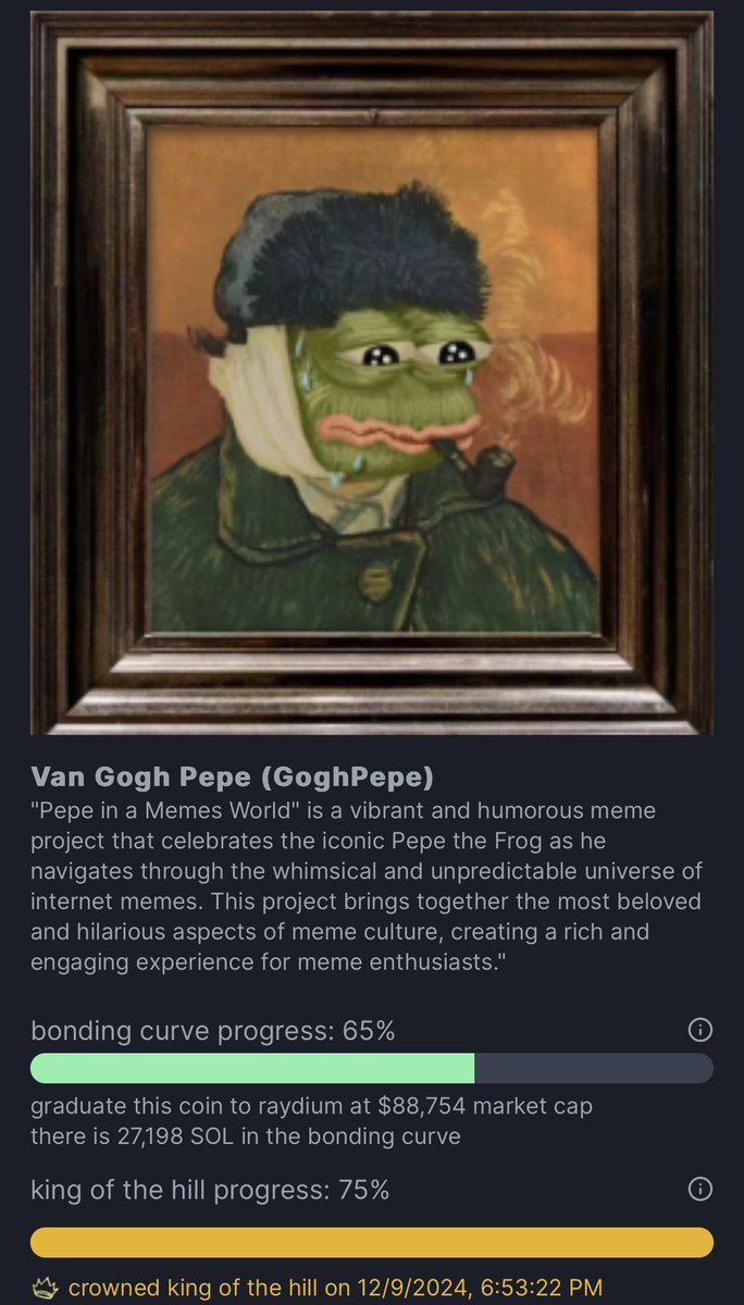<a href="/elonmusk/">Elon Musk</a> 6 month ago someone create Van Gogh Pepe on pump.fun it’s a sign

 6nAADwFnxFg4ZvcXQvputhLDfJBE9sWdnptcb1eNpump