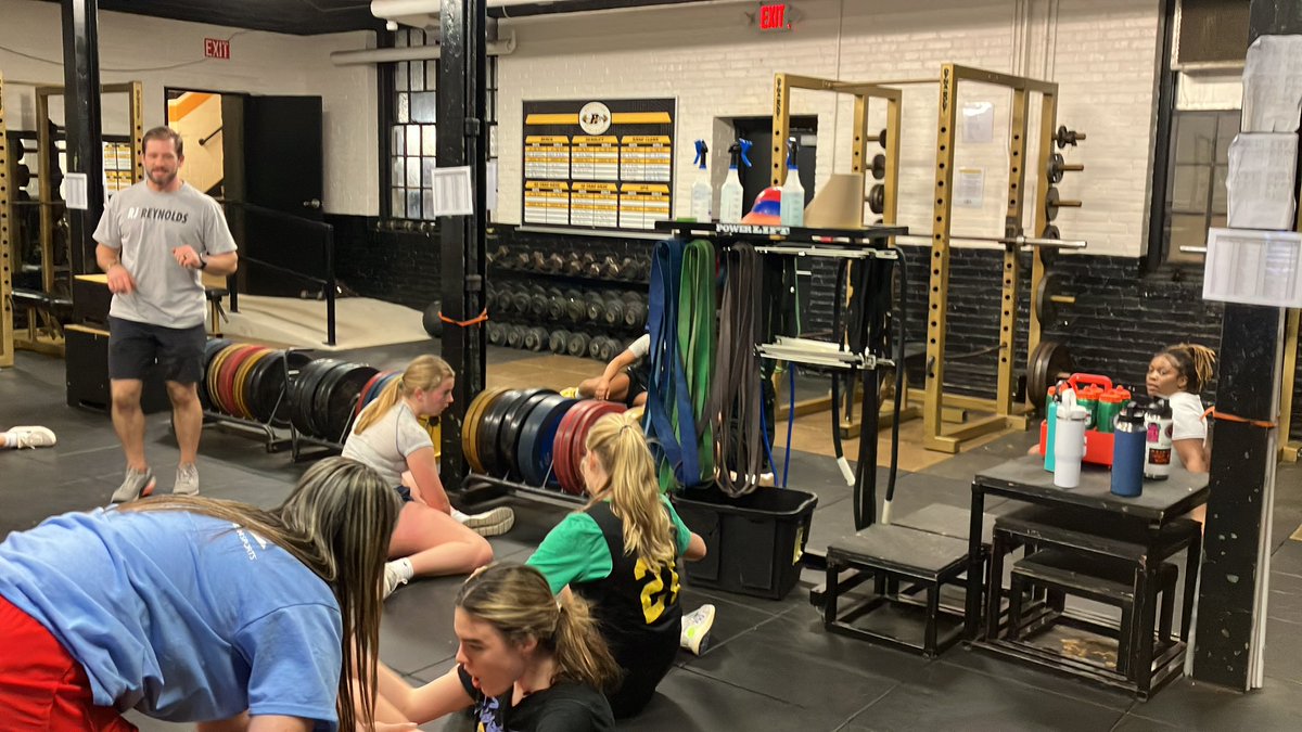 Lady Demons getting their prepractice workout in with Coach Lit!