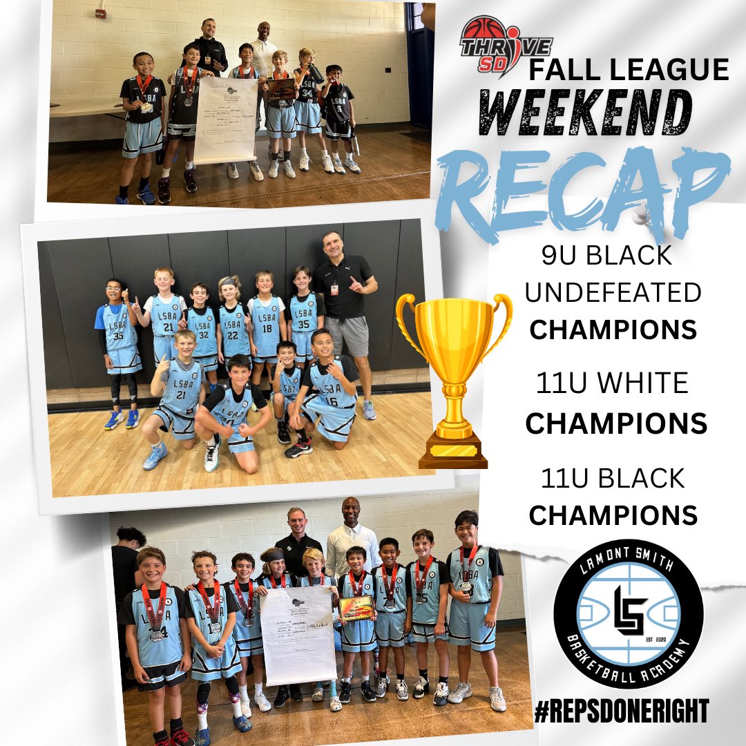 CoachMontySmith's tweet photo. Weekend Recap
From ThriveSD Fall League
LSBA brought home the hardware! ππ
We are so proud of all of our teams and congratulate our 3 squads who were champions of their division!
π LSBA 9U Black
πLSBA 11U White
πLSBA 11U Black
#LSBA
#LSBAFamily https://t.co/wkBZokmux4
