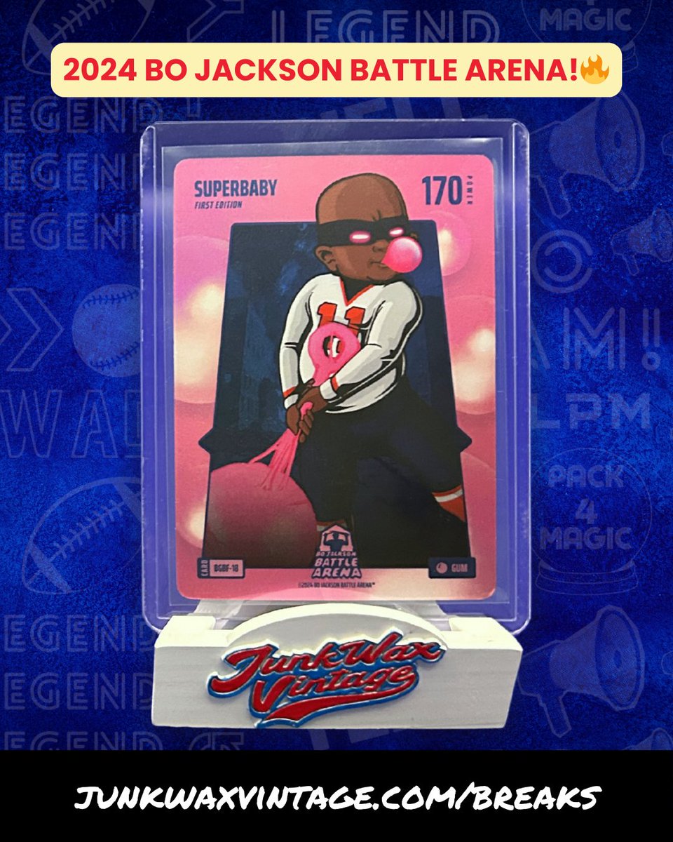 JunkWaxVintage's tweet photo. 🚨 The 2024 Bo Jackson Battle Arena has officially DROPPED, and we're OBSESSED! 🔥⚾  

Our very first Autographs and BattleFoils are HERE, and they’ve already stolen the show. 🏆✨  

#BoJacksonBattleArena #Autographs #BattleFoils #2024Launch #CollectibleGoals #BoJackson https://t.co/7IMKcCzvMa